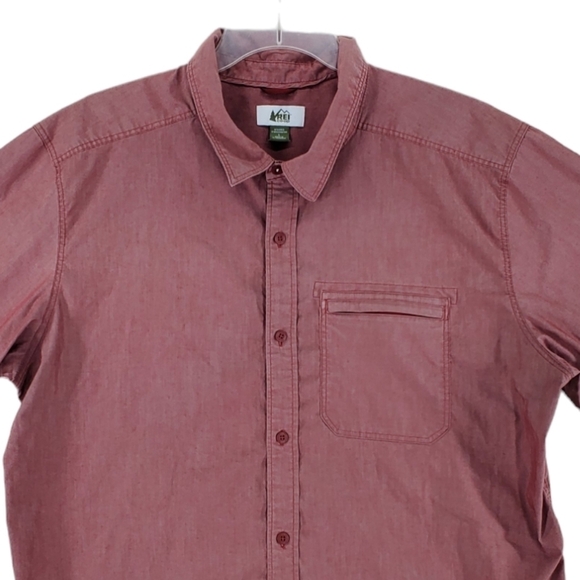REI Co-op Shirt Mens L Metallic Maroon Short Sleeves Button Down - Picture 2 of 11